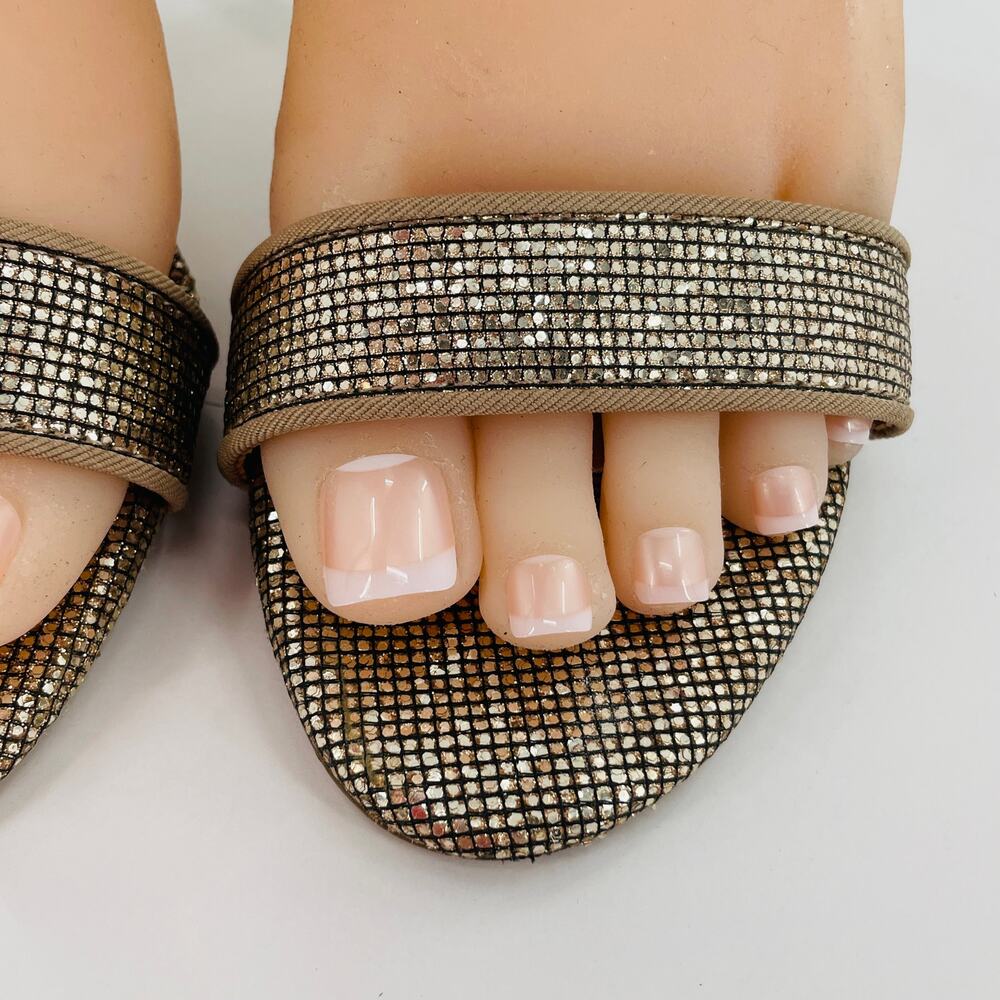 Mix No 6 Laela Pewter Metallic Glitter Strappy Ankle Stiletto Heel Sandals 6.5 - Picture 3 of 10